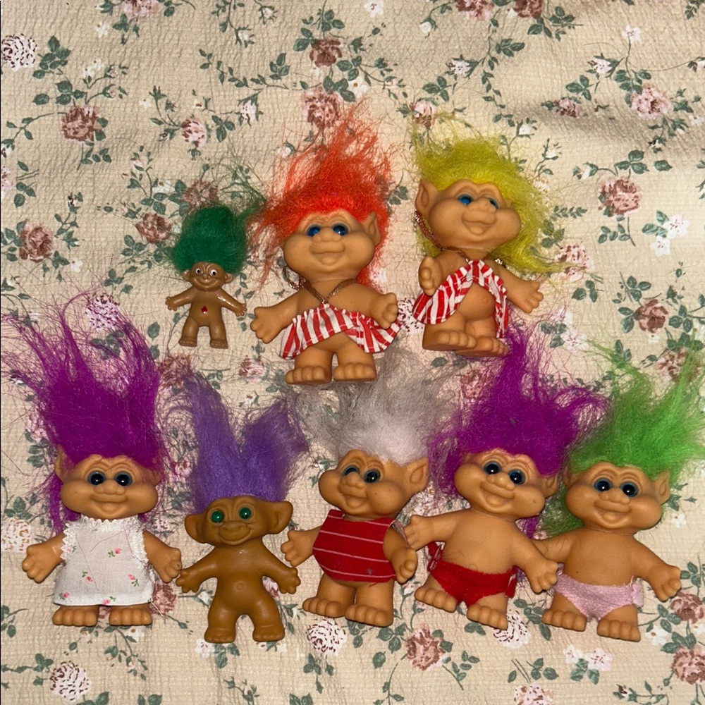 Vintage Troll Dolls Set from 1992 with Colorful Hair - Assorted Colors